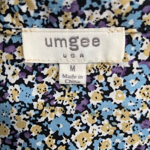 Umgee Mixed Floral Print Western Yoke Collared Snap Front Shirt Medium - Picture 4 of 11